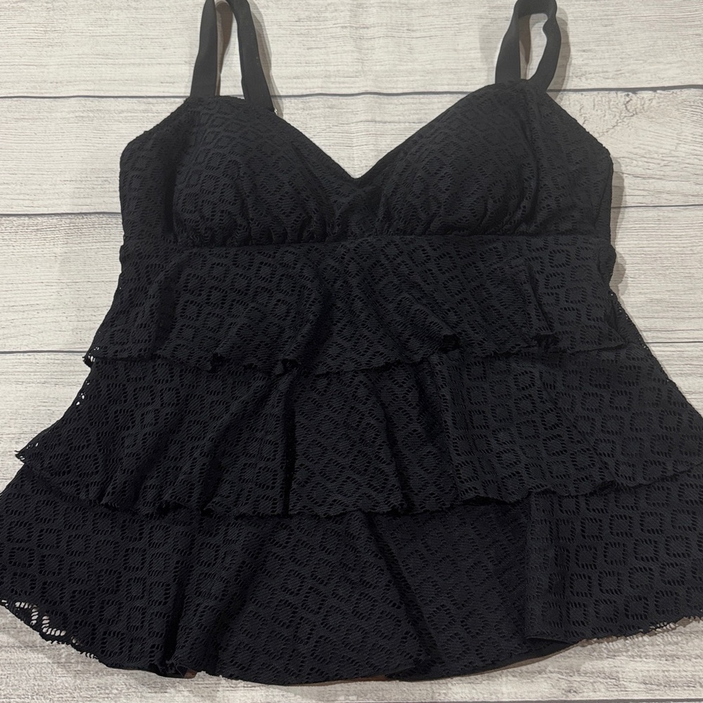 Women’s Black Ruffled Tankini Swimsuit - Picture 2 of 8